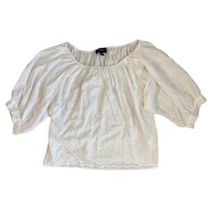 Fifteen Twenty Eyelet Blouse Size Small White Peasant Off Shoulder Lace Top